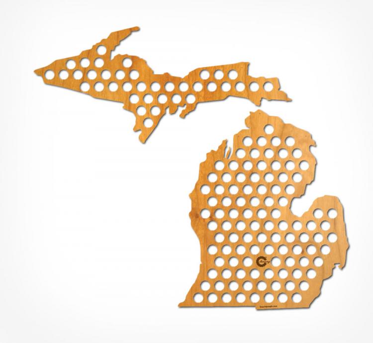 United States Beer Cap Maps - State Shaped wooden beer cap maps for collecting beer caps