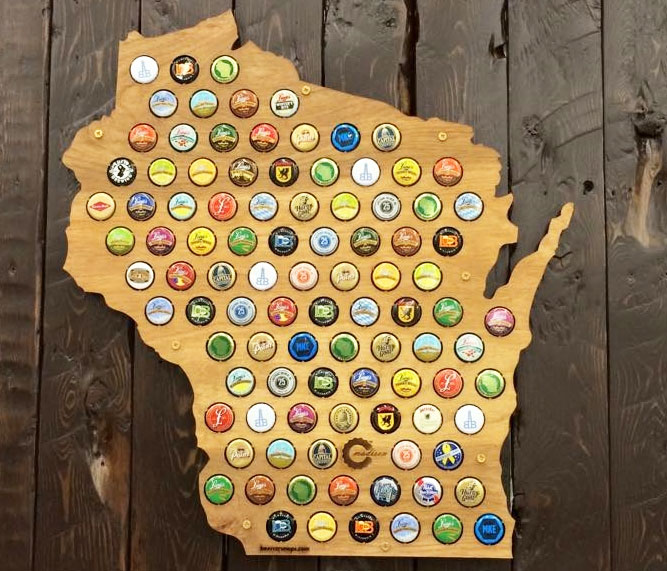 United States Beer Cap Maps - State Shaped wooden beer cap maps for collecting beer caps
