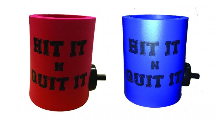 Shotgun Beer Koozie with shotgun button