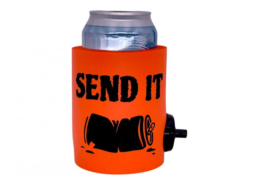 Shotgun Beer Koozie with shotgun button