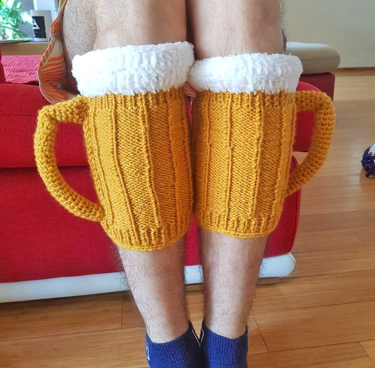 Knitted Beer Mug Socks With 3D Handle - Funny beer socks
