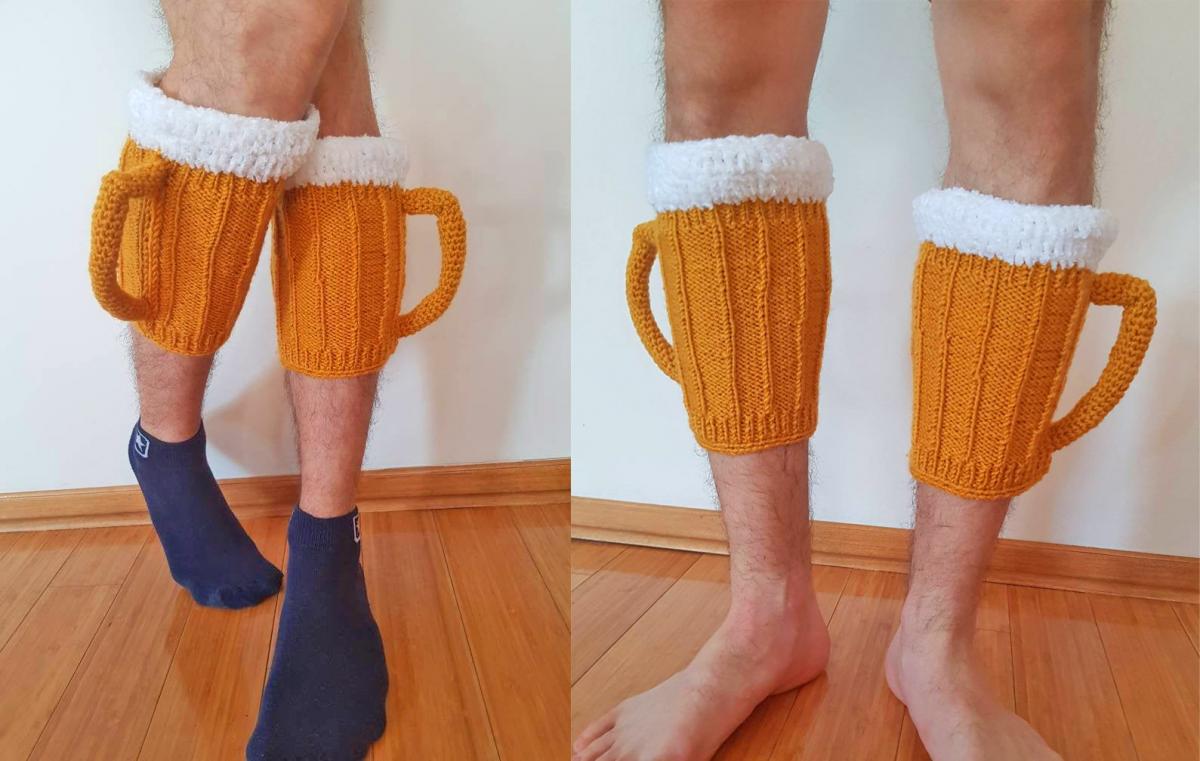 Knitted Beer Mug Socks With 3D Handle - Funny beer socks