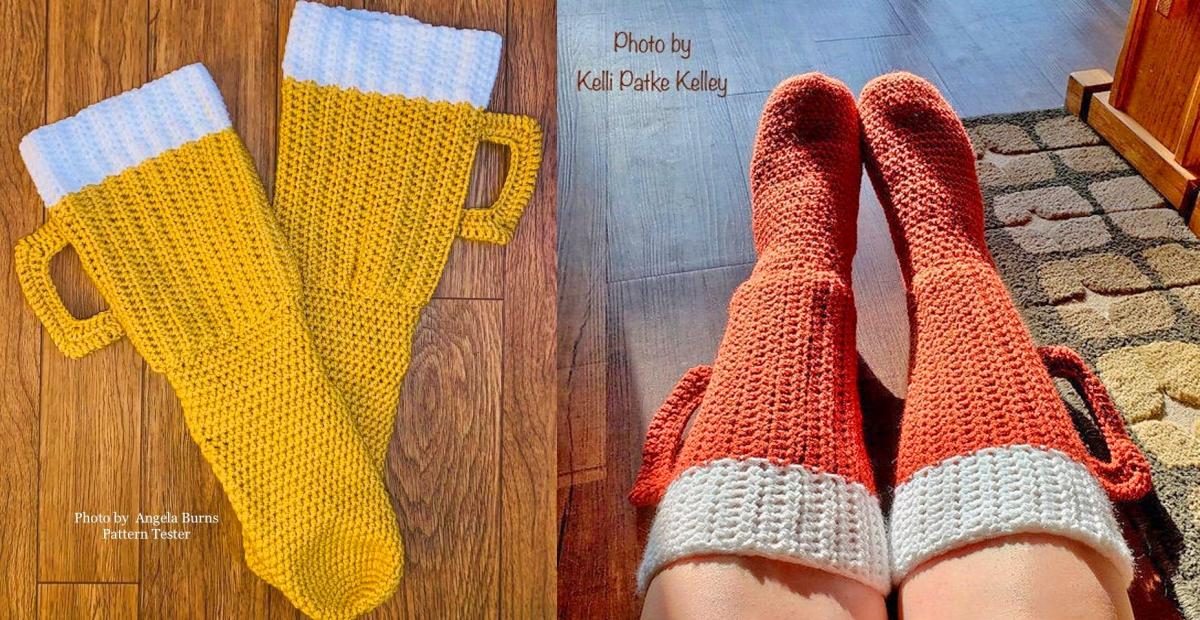 Knitted Beer Mug Socks With 3D Handle - Funny beer socks