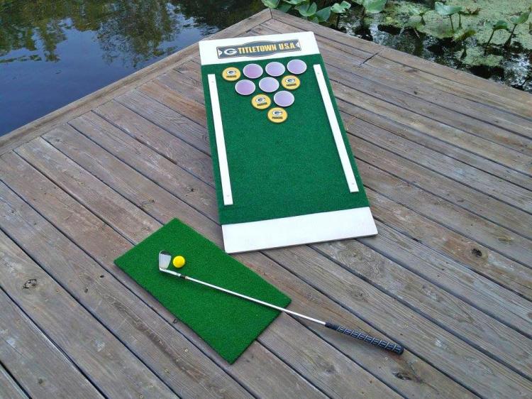 Beer Pong Golf - Chip Golf Balls Onto Cornhole Board