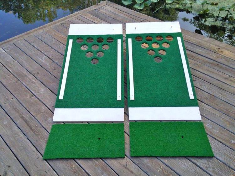 Beer Pong Golf - Chip Golf Balls Onto Cornhole Board