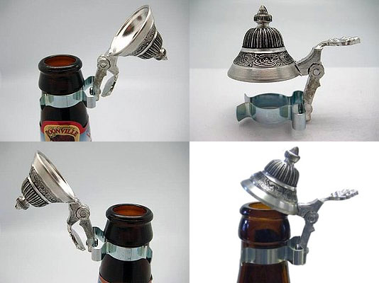 Mini Pewter Stein Beer Bottle Attachment