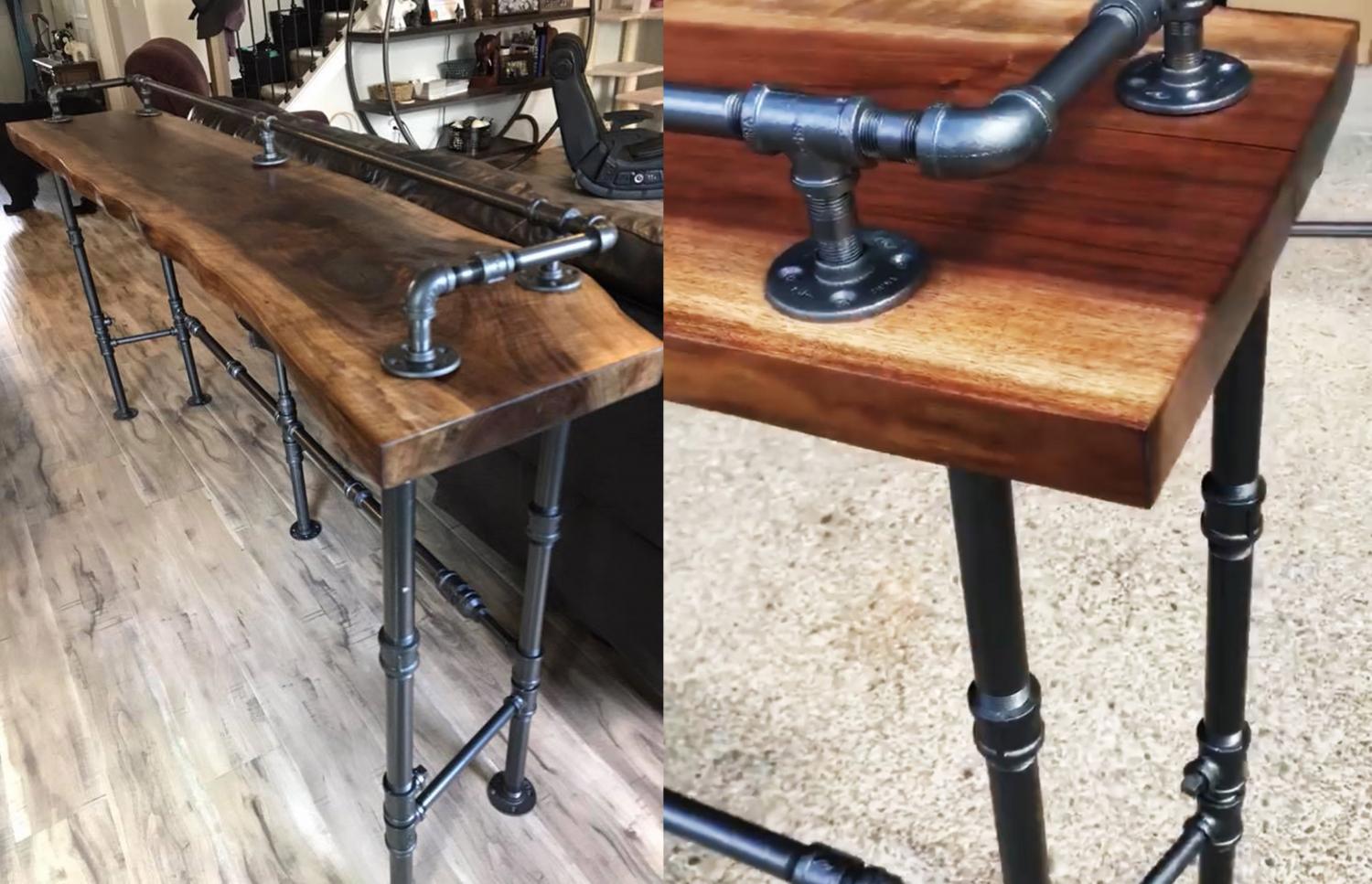 Behind The Couch Tables With Integrated Outlets - Powered console table with USB ports for charging phone