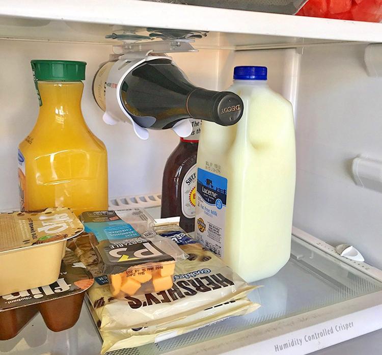 Bevstow: Space-Saving Hanging Fridge Wine Holder