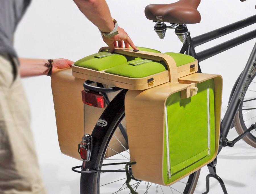 Bicycle Mounted Picnic Basket That Transforms Into a Picnic Table With Chairs