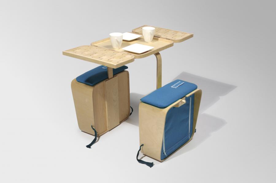 Bicycle Mounted Picnic Basket That Transforms Into a Picnic Table With Chairs