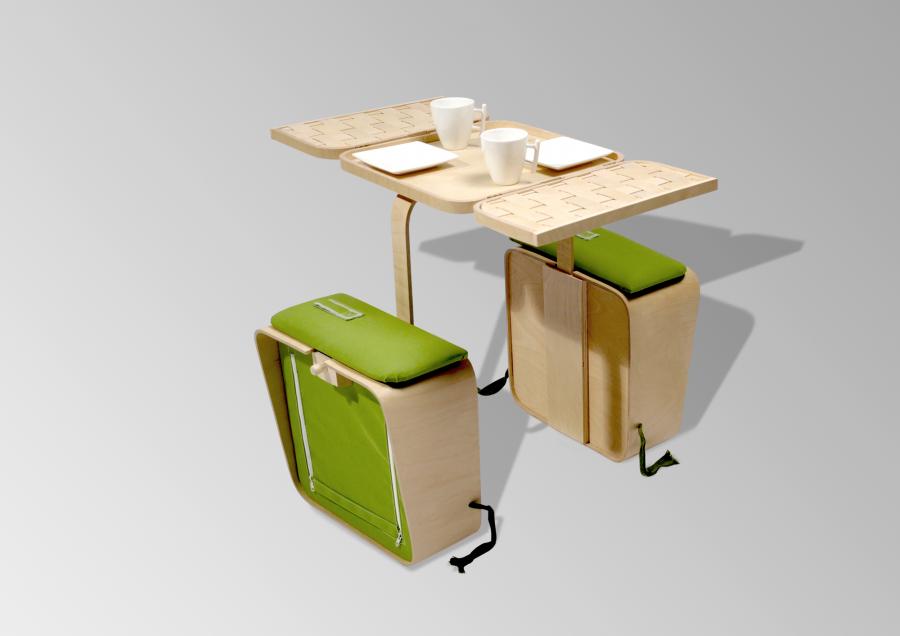 Bicycle Mounted Picnic Basket That Transforms Into a Picnic Table With Chairs
