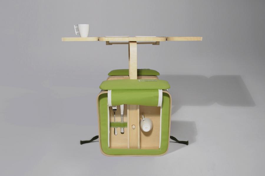 Bicycle Mounted Picnic Basket That Transforms Into a Picnic Table With Chairs