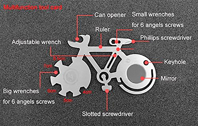 Bicycle Shaped 10-in-1 Multi-Tool - Bike survival multi-tool