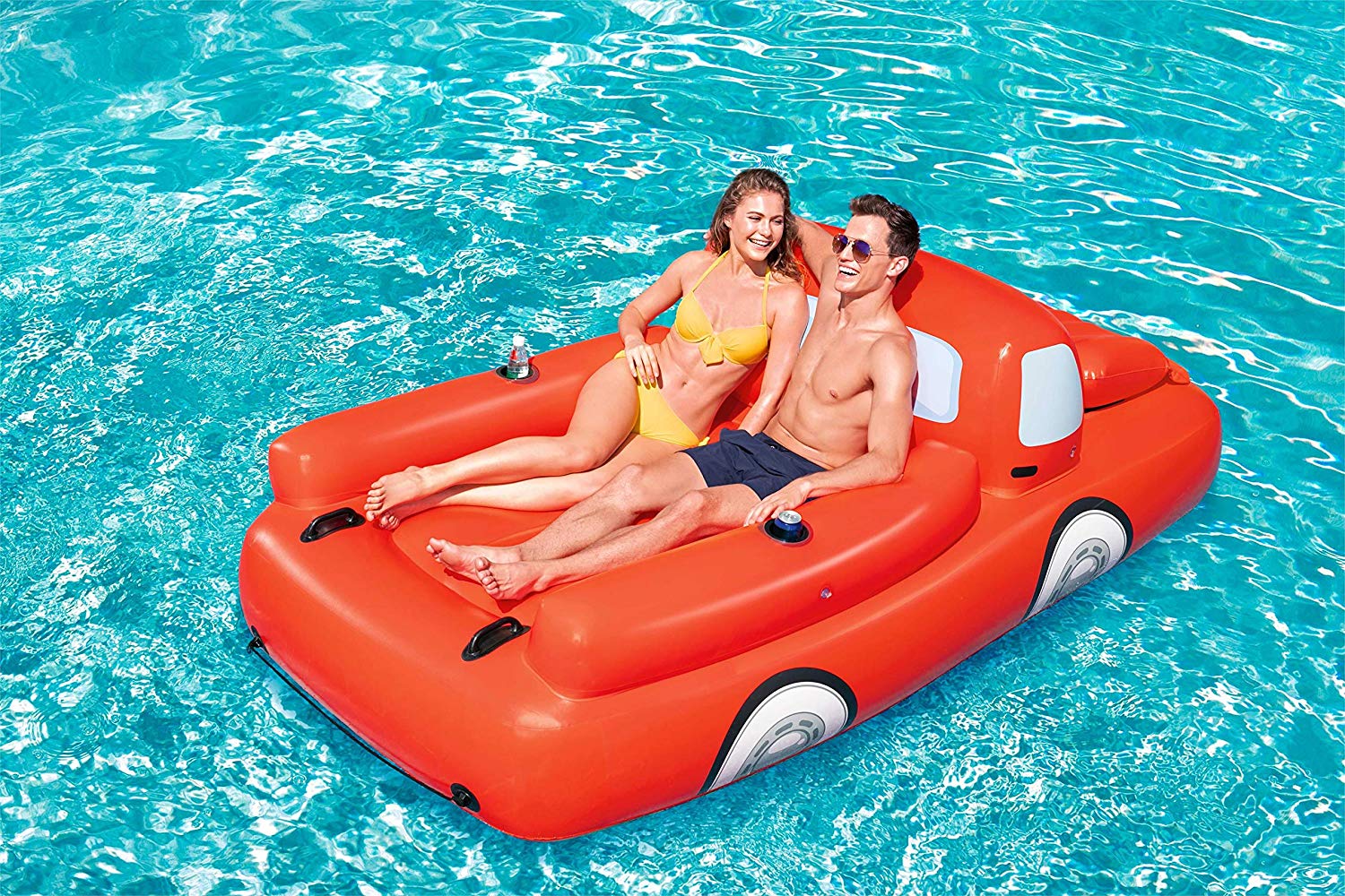 Giant Red pickup Truck Pool Float Has Beer Cooler Under The Hood