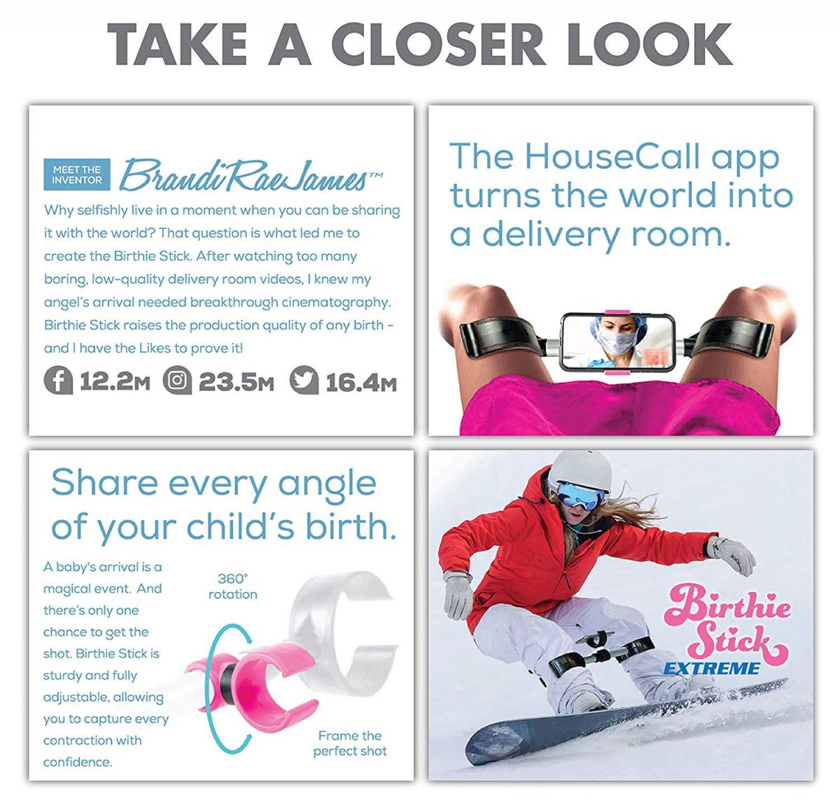 Birthie Stick Giving birth selfie stick let mount