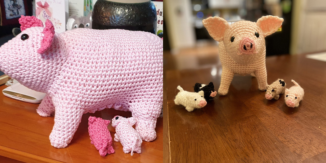 Birthing Pig That Feeds Its Piglets - Pig with Piglets Crochet Pattern