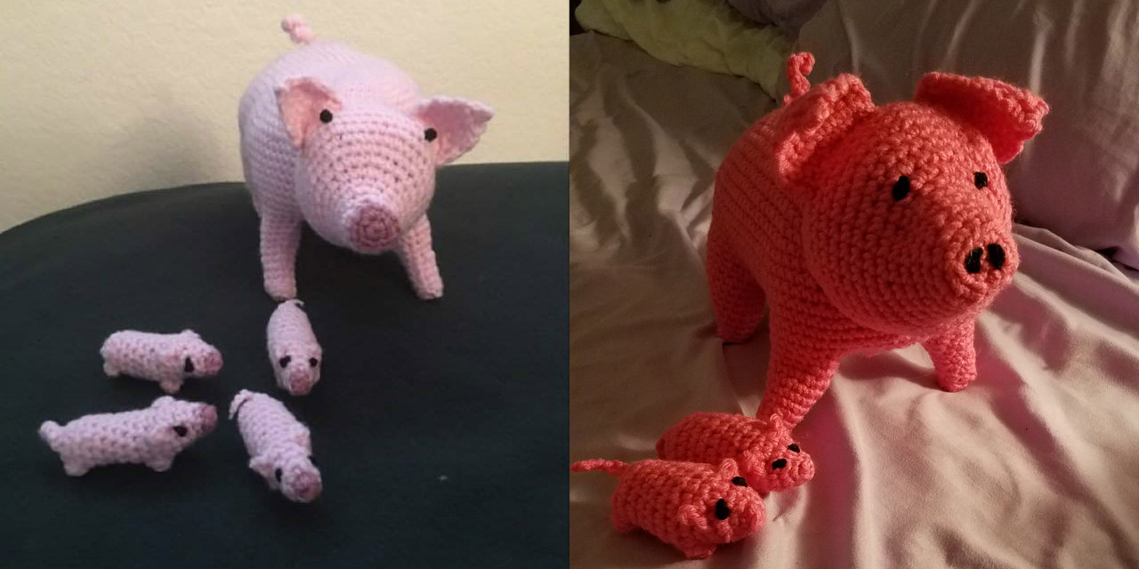 Birthing Pig That Feeds Its Piglets - Pig with Piglets Crochet Pattern