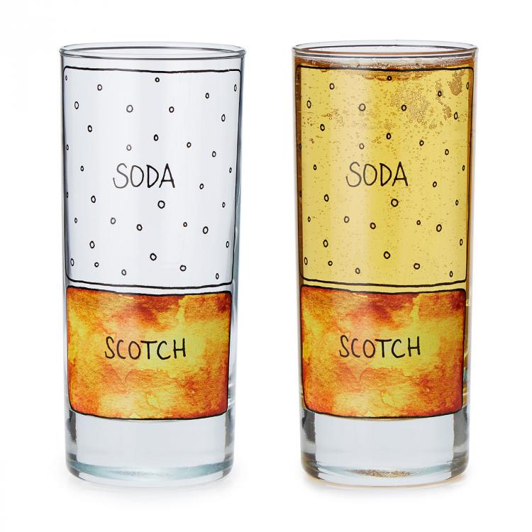 Scotch and Soda Ingredients Diagram Glasses