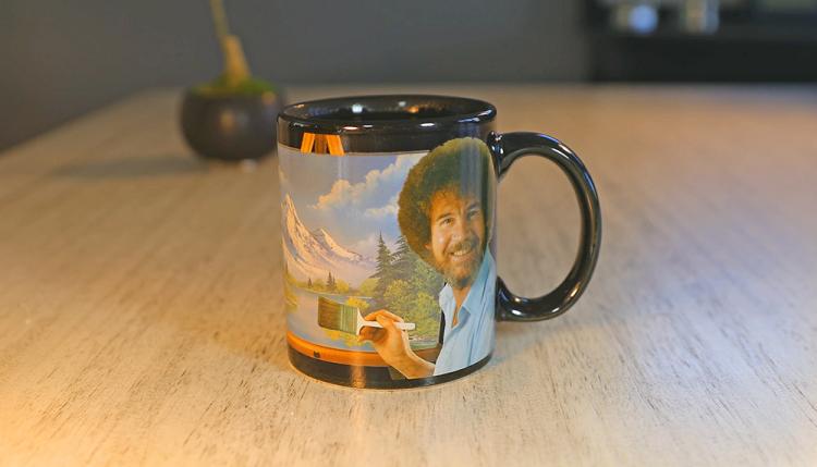 Bob Ross Heat Changing Mug - Makes Bob Ross Painting Appear with hot liquid