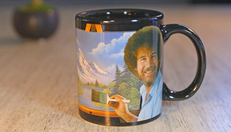 Bob Ross Heat Changing Mug - Makes Bob Ross Painting Appear with hot liquid