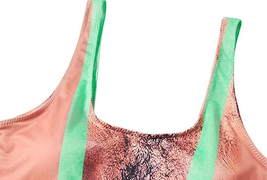 Borat One Piece Swimsuit With Hairy Chest