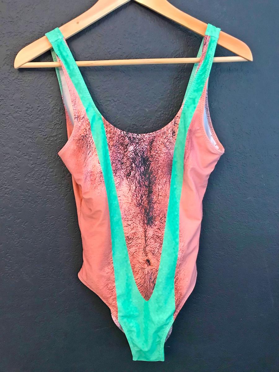 Borat One Piece Swimsuit With Hairy Chest