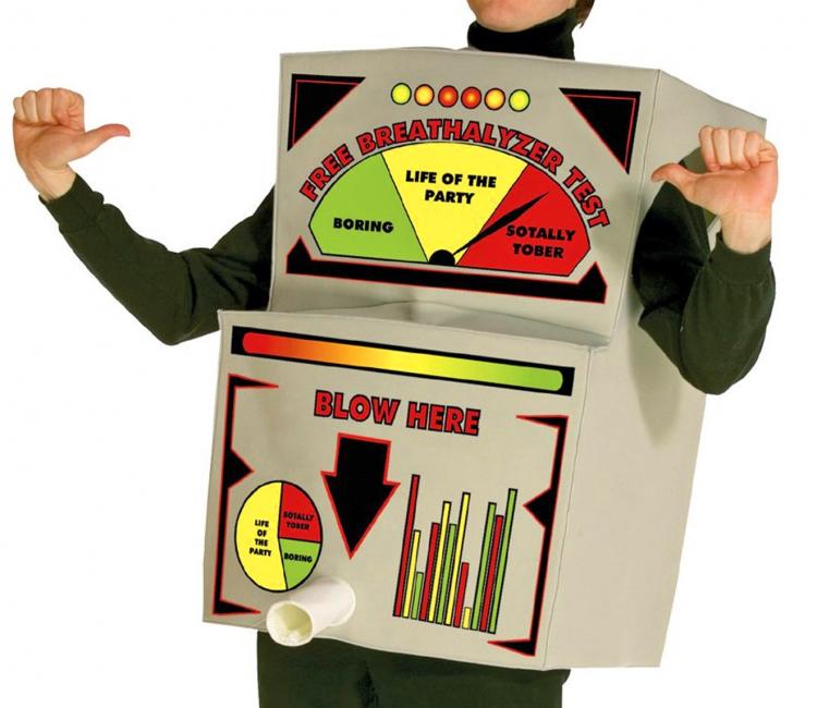 Breathalyzer Costume - Blow Here Alcohol Test Halloween Costume