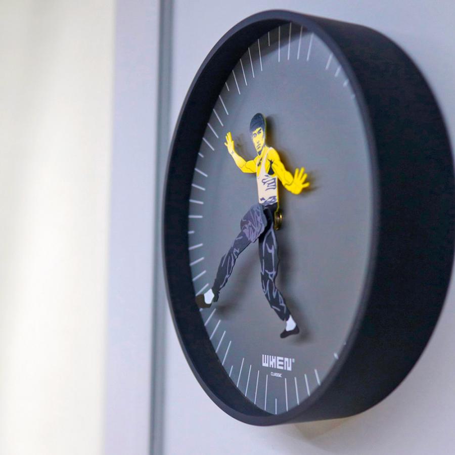 Bruce Lee Kicking Wall Clock - Funny kung fuck analog clock