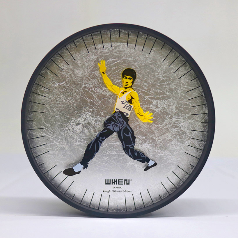 Bruce Lee Kicking Wall Clock - Funny kung fuck analog clock