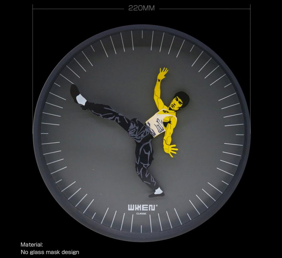 Bruce Lee Kicking Wall Clock - Funny kung fuck analog clock