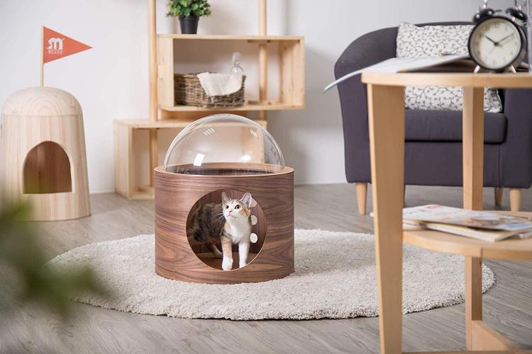 Bubble Window Wall-Mounted Cat Bed - Floating futuristic spaceship cat bed lounger - MYZOO Spaceship gamma