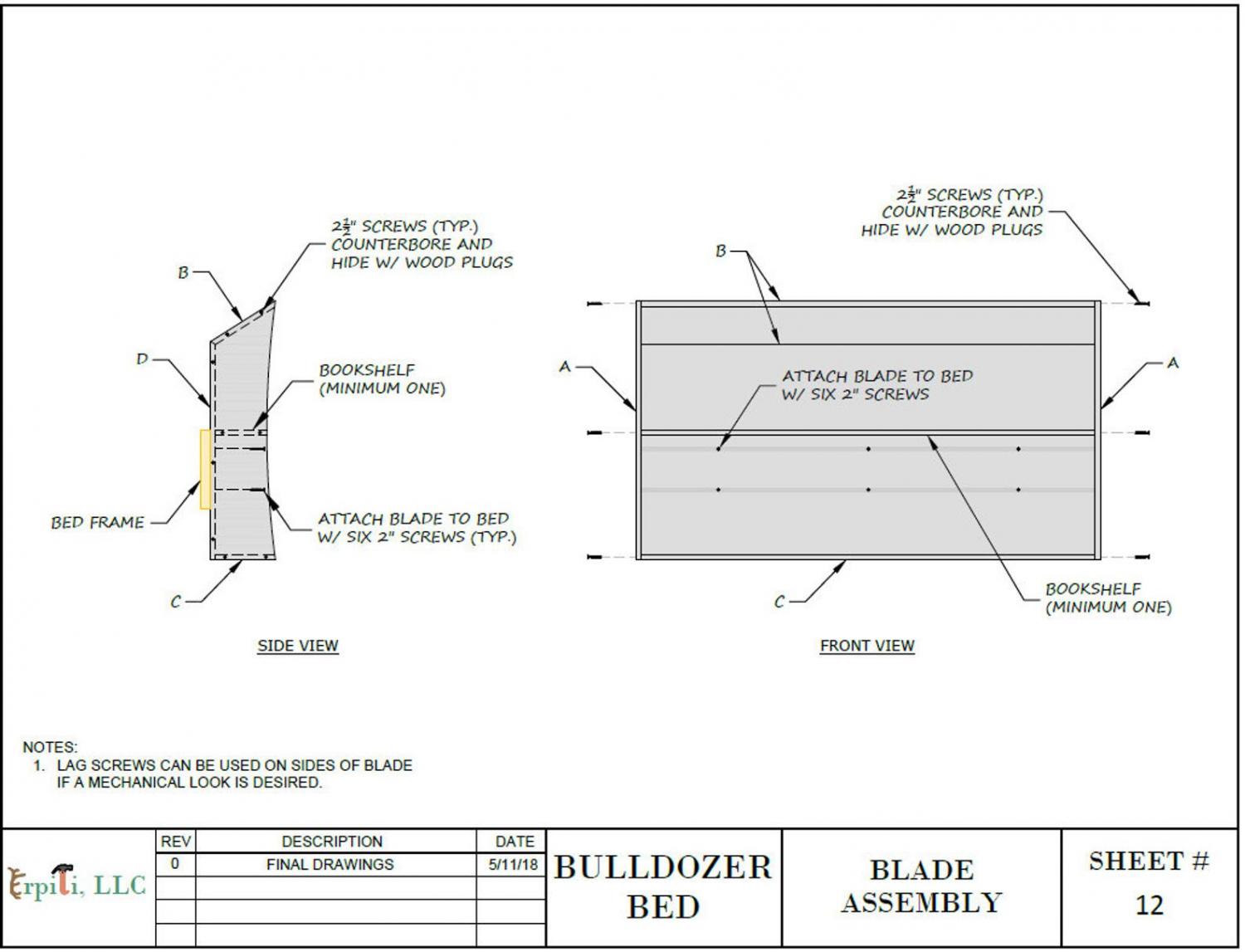 Bulldozer Kids Bed - DIY Tractor kids bed