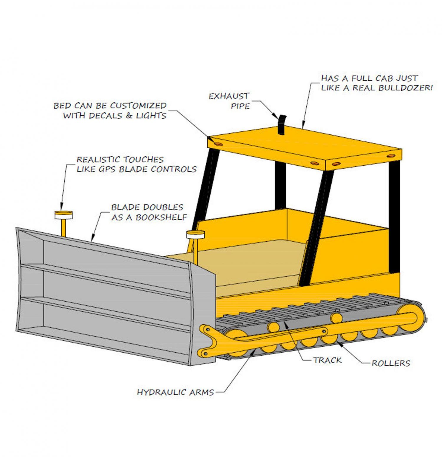 Bulldozer Kids Bed - DIY Tractor kids bed