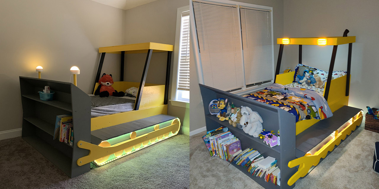 Bulldozer Kids Bed - DIY Tractor kids bed