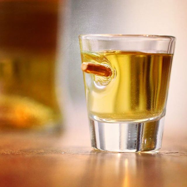 Benshot bulletproof shot glass - real bullet inside glass