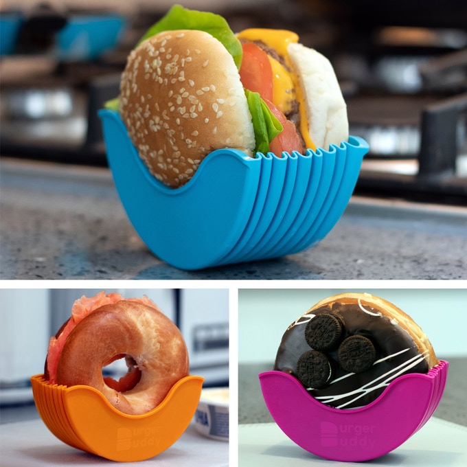 Burger Buddy Hamburger Holder - Silicone burger holder prevents juices and sauces from spilling
