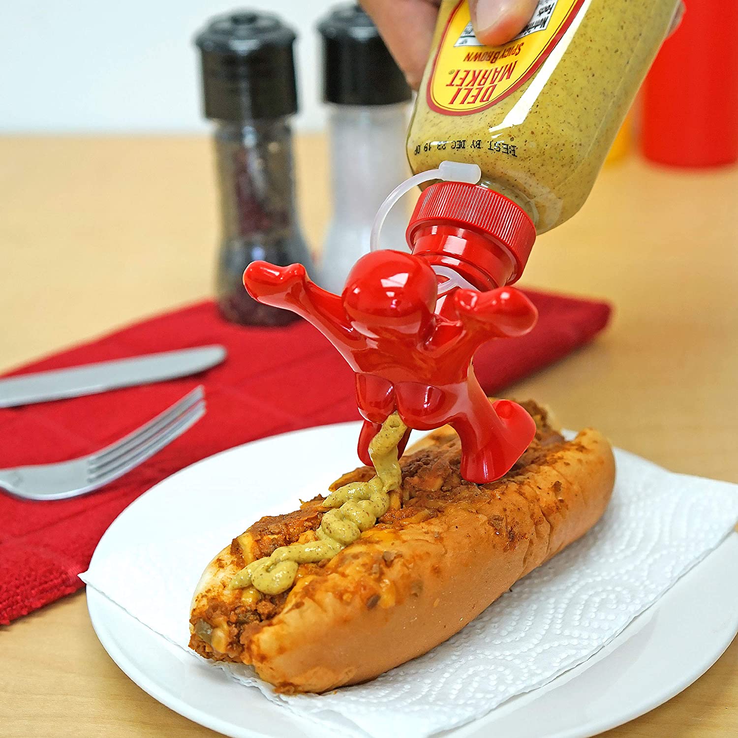 Sir Perky Novelty Condiment Bottle Topper - Funny man butt condiment dispenser