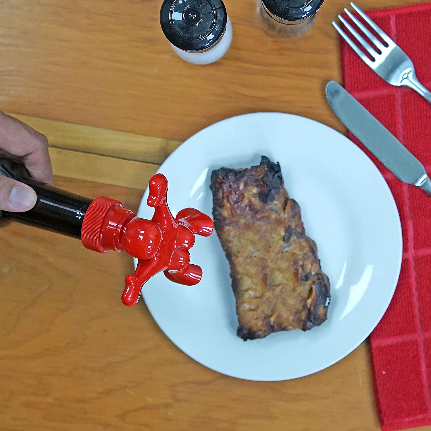 Sir Perky Novelty Condiment Bottle Topper - Funny man butt condiment dispenser