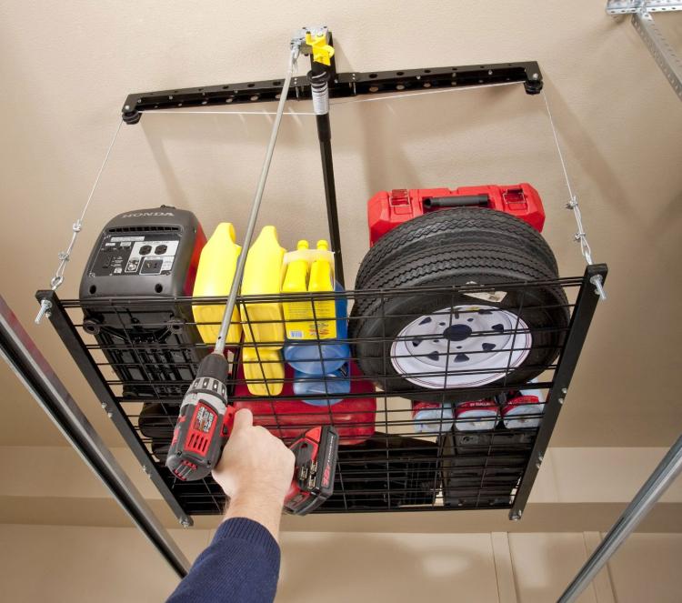 Racor Cable Lifted Pulley System Garage Storage Rack
