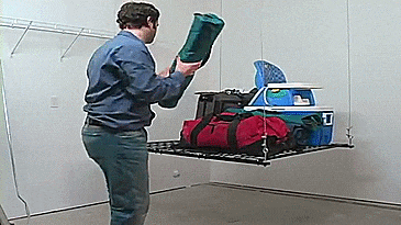 Racor Cable Lifted Pulley System Garage Storage Rack - GIF