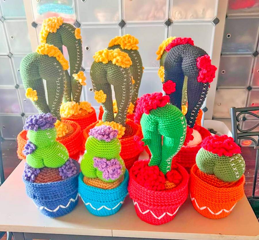 Cactass Butt Shaped Crochet Cactuses - Leggings crochet cactus