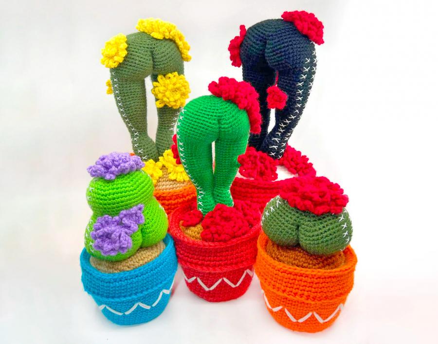 Cactass Butt Shaped Crochet Cactuses - Leggings crochet cactus