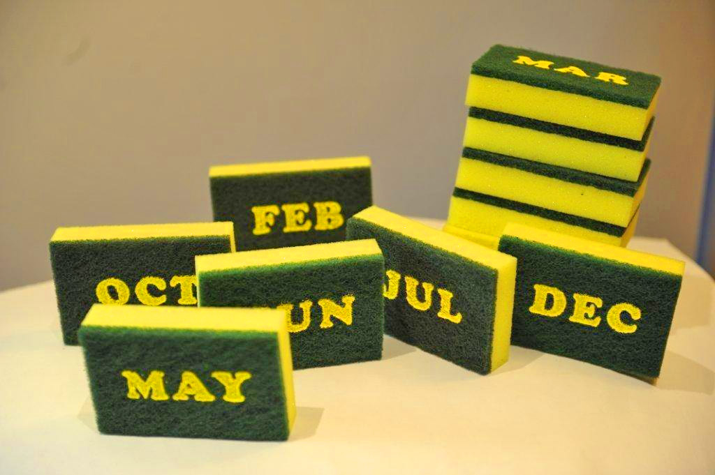 Calendar Sponges - Sponges With Months Written On Them