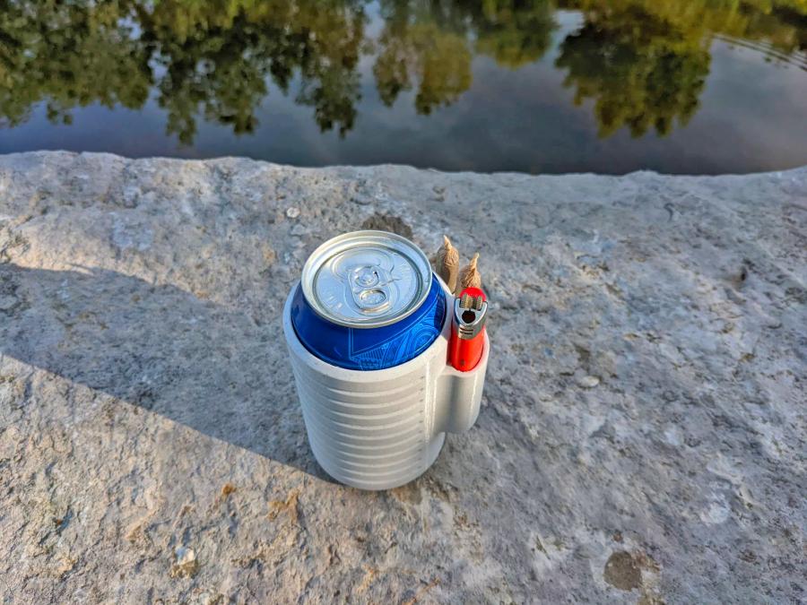 Woozie Can Cooler - lighter and joint holding beer koozie
