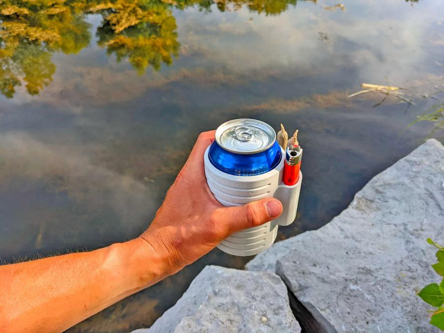 Woozie Can Cooler - lighter and joint holding beer koozie