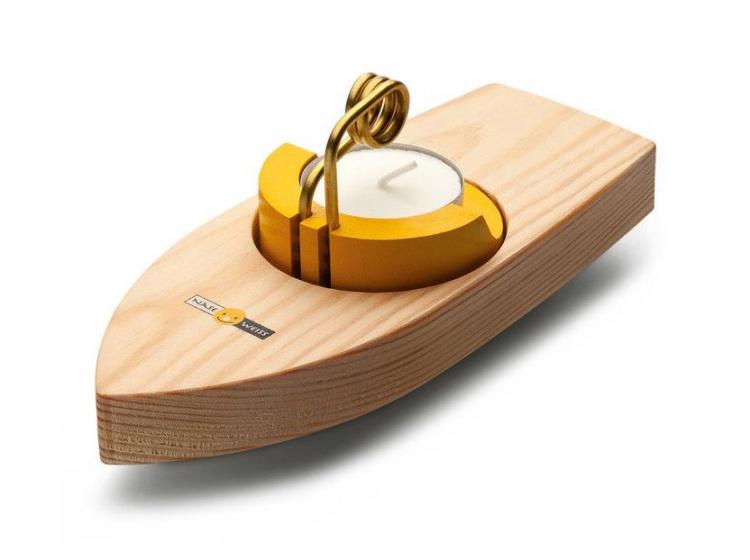 candle powered wooden steamboat