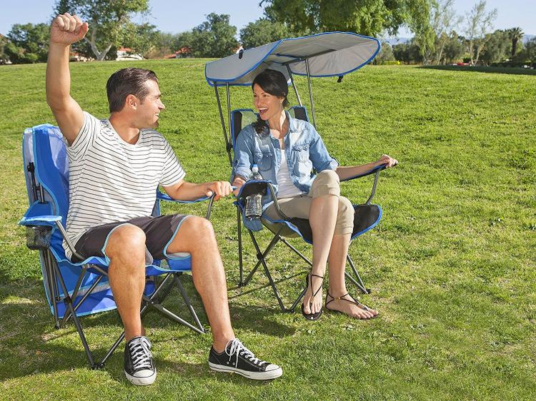 Canopy Chair Lawn Chair With A Sun Guard - Kelsyus pull-up canopy chair