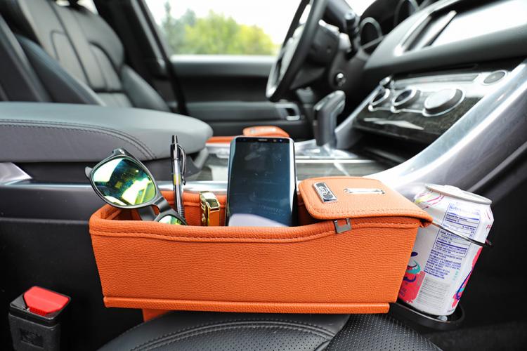 Car Seat Storage Pockets - Pocket between car seat and center console to store items, drinks, and coins