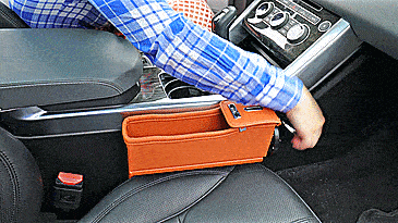 Car Seat Storage Pockets - Pocket between car seat and center console to store items, drinks, and coins