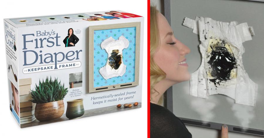 Baby's first diaper framed keepsake prank box